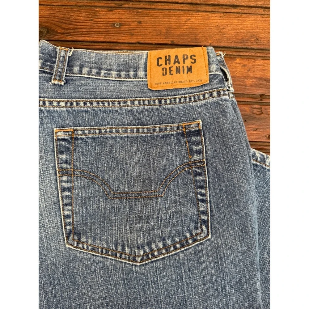 Chaps Denim Mens Straight Fit Blue Jeans Medium Wash 100% Cotton 36x30